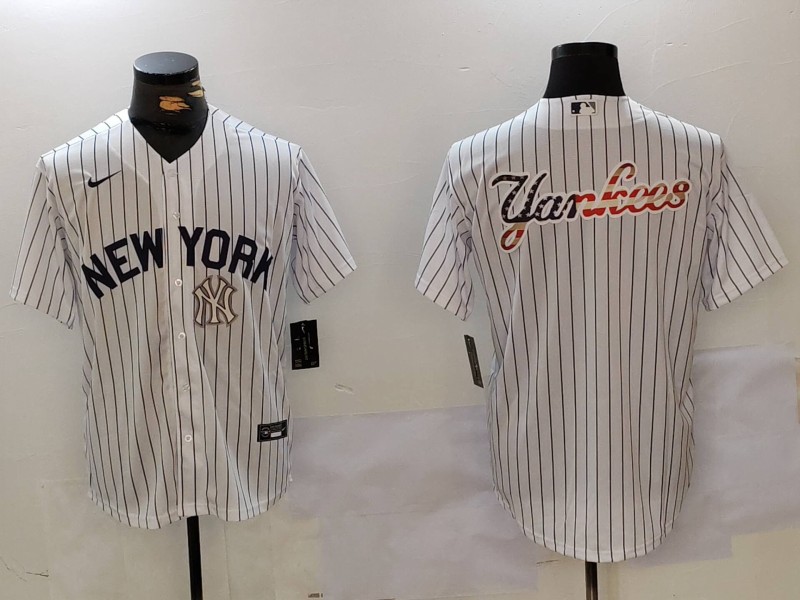Men New York Yankees Blank White stripe Game 2024 Nike MLB Jersey style 9105